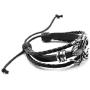 Xusamss Punk Rock Alloy Spider Bracelet Drawstring Rope Leather Bracelet,7-8inches
