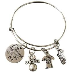 Infinity Collection Soccer Bracelet, Soccer Jewelry, Adjustable Soccer Bracelet- Soccer Charm Bracelet- She Believed She Could- Perfect Soccer Gifts for Soccer Players
