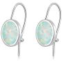 CiNily Opal Drop Earrings for Women Girls 18K White Gold Plated Oval Shape White/Blue/Pink Fire Opal Earrings Gemstone Jewelry Gift