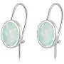 CiNily Opal Drop Earrings for Women Girls 18K White Gold Plated Oval Shape White/Blue/Pink Fire Opal Earrings Gemstone Jewelry Gift