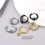 Statement Earrings for Men Women, Punk Jewelry, Black/Gold Plated Stainless Steel, Hypoallergenic for Sensitive Ears, Come Gift Box
