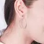 Sea of Ice Sterling Silver Open Oval Drop Dangle Hoop Earrings 5mm Bead Post Dangle Earrings for Women Girls