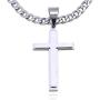 Double Rainbow Jewelry C08S-P32S Men Stainless Steel Silver Cross Pendant Cuban Necklace Chain Link