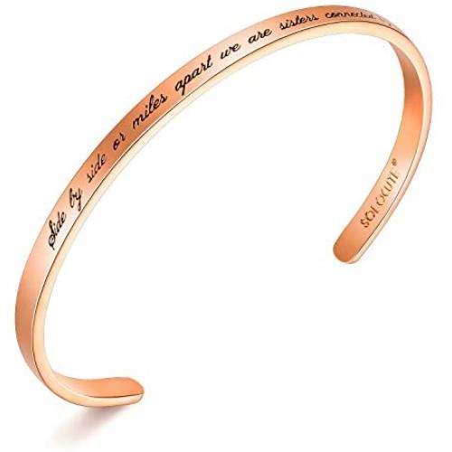 Solocute Bracelets for Women Personalized Inspirational Gifts for Women Girls Mom Motivational Birthday Friendship Personalized Mantra Cuff Bangle Jewelry Come Gift Box