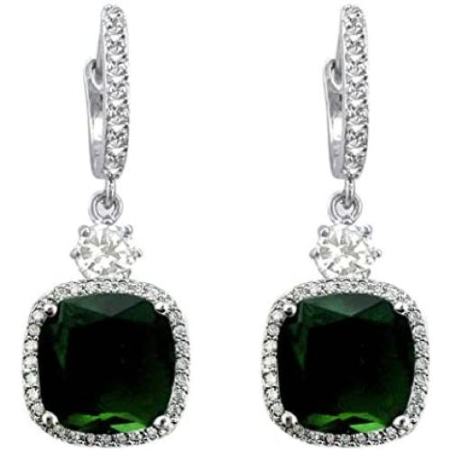 SELOVO Halo Drop Leverback Dangle Earrings Hoop Silver Tone