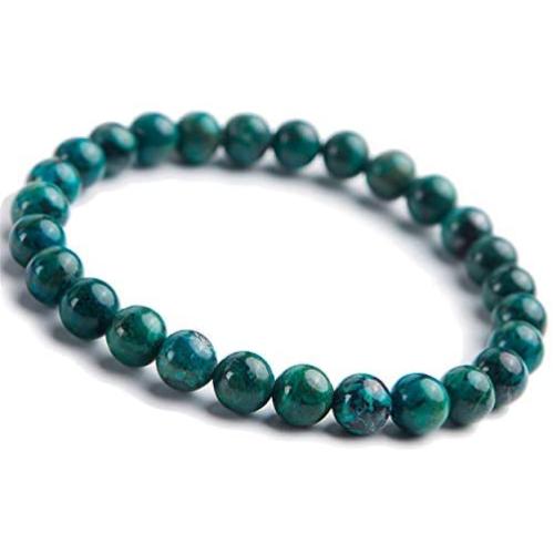 Reikocrystalbeads Genuine Jewelry Natural Malachite Chrysocolla Crystal Gemstone Bracelet 7mm Stretch Round Bead