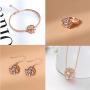 AOBOCO Sterling Silver Rose Flower Earrings, Rose Gold Plated, Clear Crystal from Austria, Hypoallergenic Dangle Drop earrings, Anniversary Birthday Jewelry Rose Flower Gifts for Women