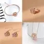 AOBOCO Sterling Silver Rose Flower Earrings, Rose Gold Plated, Clear Crystal from Austria, Hypoallergenic Dangle Drop earrings, Anniversary Birthday Jewelry Rose Flower Gifts for Women