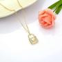 Memorjew Gold Initial Lock Necklaces for Women, 14K Gold Plated Cubic Zirconia Dainty Initial Heart Padlock Pendant Necklace for Women Teen Girls Jewelry Gifts