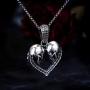 AILIN 925 Sterling Silver/Stainless Steel Personalized Skull Heart Necklace with Birthstones January to December Cubic Zirconia Eye Crystal Party Birthday Valentines Day Jewelry Gifts for Women Men