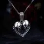 AILIN 925 Sterling Silver/Stainless Steel Personalized Skull Heart Necklace with Birthstones January to December Cubic Zirconia Eye Crystal Party Birthday Valentines Day Jewelry Gifts for Women Men