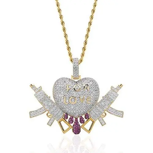 TOPGRILLZ Bubble Broken Heart Pendant Necklace 14K Gold Plated Lab Diamond Iced Out Chain for Men Women Sad Jewelry TOPGRILLZ Bubble Broken Heart Pendant Necklace 14K Gold Plated Lab Diamond Iced Out Chain for Men Women Sad Jewelry