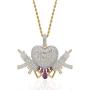 TOPGRILLZ Bubble Broken Heart Pendant Necklace 14K Gold Plated Lab Diamond Iced Out Chain for Men Women Sad Jewelry