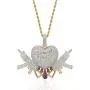TOPGRILLZ Bubble Broken Heart Pendant Necklace 14K Gold Plated Lab Diamond Iced Out Chain for Men Women Sad Jewelry TOPGRILLZ Bubble Broken Heart Pendant Necklace 14K Gold Plated Lab Diamond Iced Out Chain for Men Women Sad Jewelry