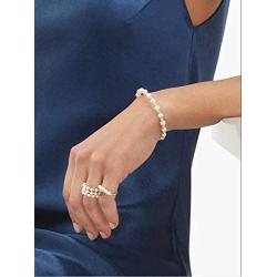 Cowlyn Pearl Bracelet Chain Link Baroque Culture Bossimi 14K Gold Filled Adjustable Fashion Valentine Charm Dainty Handmade Jewelry for Women Wife Girls Mother
