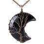 Bivei Tree of Life Crescent Moon Necklace Copper Wire Wrap Natural Gemstones Pendant Crystals and Healing Stones Necklace