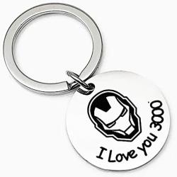 SNOWLIN I Love You 3000 Lettering Engraved Cuff Bangle Keychain Necklace Avengers Fan Avengers Endgame Gift for Dad Boyfriend Mother Girlfriend