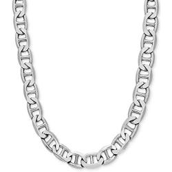 Savlano 925 Sterling Silver 10mm Italian Solid Flat Mariner Link Chain Necklace for Men & Women - Made in Italy Comes Gift Box (10mm)