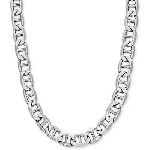 Savlano 925 Sterling Silver 10mm Italian Solid Flat Mariner Link Chain Necklace for Men & Women - Made in Italy Comes Gift Box (10mm)