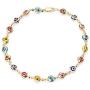 The World Jewelry Center 14k Yellow Gold Mixed Color Evil Eye Bracelet - 7''