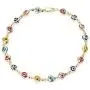 The World Jewelry Center 14k Yellow Gold Mixed Color Evil Eye Bracelet - 7'' The World Jewelry Center 14k Yellow Gold Mixed Color Evil Eye Bracelet - 7''