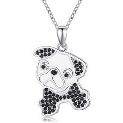 JUSTKIDSTOY Dog Necklace for Women 925 Sterling Silver Pet Puppy Pendant Necklace Cute Animal Jewelry for Birthday