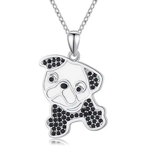 JUSTKIDSTOY Dog Necklace for Women 925 Sterling Silver Pet Puppy Pendant Necklace Cute Animal Jewelry for Birthday
