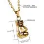 Mens Gold Boxing Gloves Pendant Necklace Punk Hip-hop Halloween Costume Jewelry, 22 inch Chain