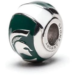 Michigan State Charm | Michigan State Green Spartan Bead Charm | Officially Licensed Michigan State Jewelry | MSU Charms | Michigan State Charms | MSU Jewelry | Stainless Steel