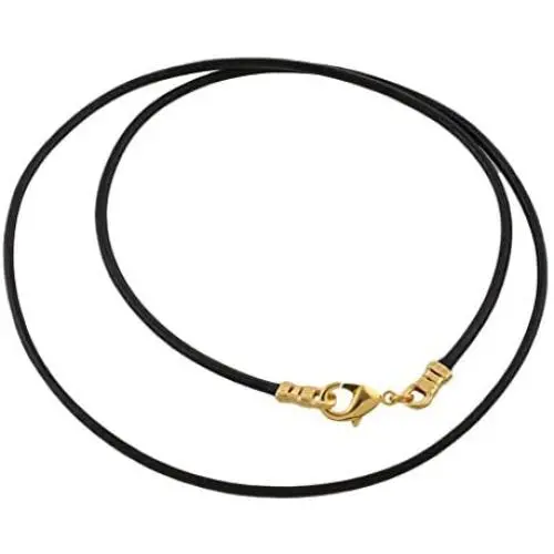 DragonWeave Gold Plated 1.8mm Fine Black Leather Cord Necklace DragonWeave Gold Plated 1.8mm Fine Black Leather Cord Necklace