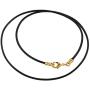 DragonWeave Gold Plated 1.8mm Fine Black Leather Cord Necklace