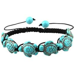 Comelyjewel Premium Quality Bohemian Turquoise Turtle Bracelet Hand Knit Bracelet for Women Girls