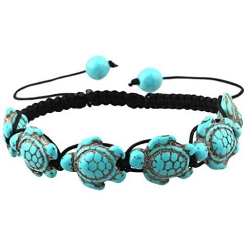 Comelyjewel Premium Quality Bohemian Turquoise Turtle Bracelet Hand Knit Bracelet for Women Girls