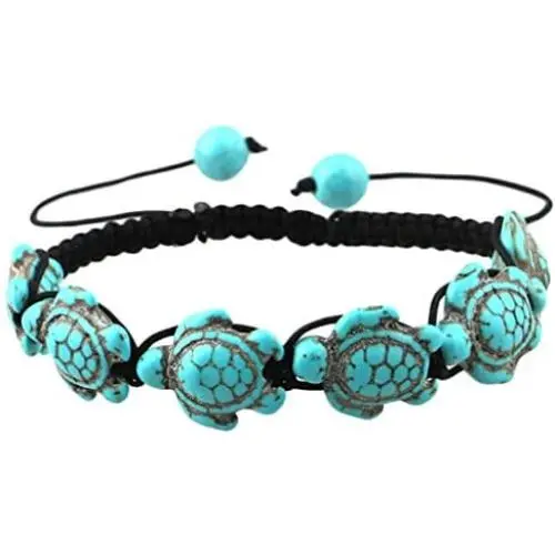 Comelyjewel Premium Quality Bohemian Turquoise Turtle Bracelet Hand Knit Bracelet for Women Girls