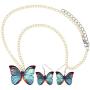 WEVENI Acrylic Monarch Butterfly Necklace and Earrings Morpho Butterfly Jewelry Sets Insect Dangle Drop Pendant for Women Girls Ladies