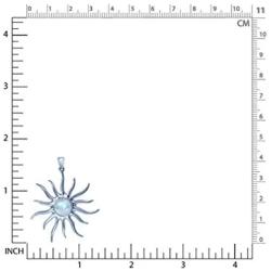 Silvershake Natural Moonstone White Gold Plated 925 Sterling Silver Sun Ray Inspired Pendant