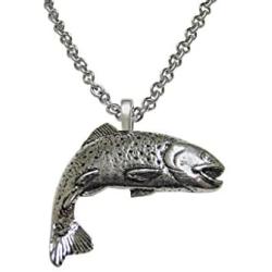 Kiola Designs Silver Toned Trout Salmon Fish Pendant Necklace