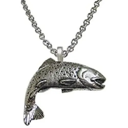Kiola Designs Silver Toned Trout Salmon Fish Pendant Necklace Kiola Designs Silver Toned Trout Salmon Fish Pendant Necklace
