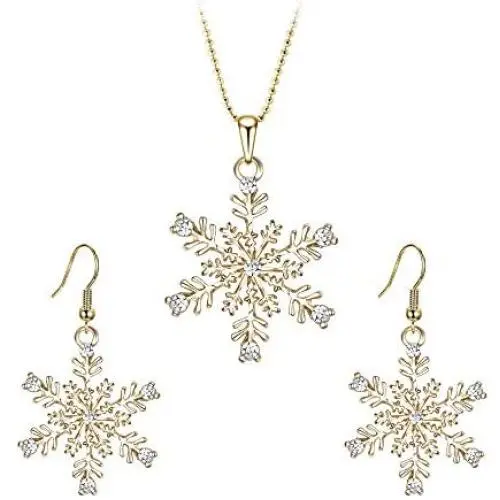 EVER FAITH Austrian Crystal Snowflake Flower Pendant Necklace Earrings Set EVER FAITH Austrian Crystal Snowflake Flower Pendant Necklace Earrings Set
