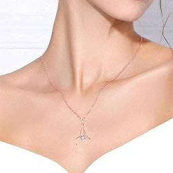 JUSZXY Letter Initial Necklaces for Women, 14K Rose Gold Plated Cubic Zirconia Letter Pendant Script Name Monogram Necklace, Delicate Initial Necklace for Mom Mothers Day