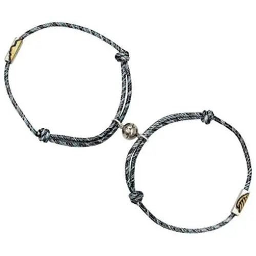 925 Sterling Silver Mutual Attraction Rope Braided Couple Distance Bracelets Vows Of Eternal Love Charm Pendants With Magnetic Bells 2 PCS Gift Jewelry Set For Women Men …