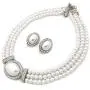 Christina Collection Elegant Multi Layered Strands Cream or White Pearl Crystal Necklace Clip on Earrings Set Gift Bijoux Christina Collection Elegant Multi Layered Strands Cream or White Pearl Crystal Necklace Clip on Earrings Set Gift Bijoux