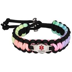 Tasmtto Medical Alert ID Type 1 Type 2 Diabetes Paracord Bracelet for Women Men Diabetic Bracelet Jewelry Asthma Epilepsy Blood Thinner Bracelet Adjustable