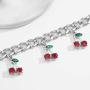 Nanafast Cherry Choker Necklace Bracelet and Anklet Set for Women,Charm Cute Rhinestone Cherry Pendant,Thick Necklace Jewellery Set for Girls