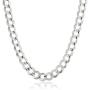 NYC Sterling Mens 7MM Solid Sterling Silver .925 Curb Link Chain Necklace, Made in Italy.