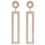 14K Gold Plated Rhinestone Long Drop Earrings, Geometric Rectangle Hypoallergenic Jewelry Gift for Women Girls