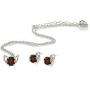 Sterling Silver Genuine, Created or Simulated Gemstone Round Solitaire Choker Necklace and Stud Earrings Set