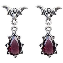 Paialco Bat and Teardrop Drop Dangle Earrings 925 Sterling Siver Vintage Gothic and Punk Earbob