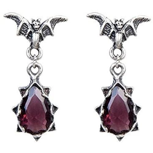 Paialco Bat and Teardrop Drop Dangle Earrings 925 Sterling Siver Vintage Gothic and Punk Earbob