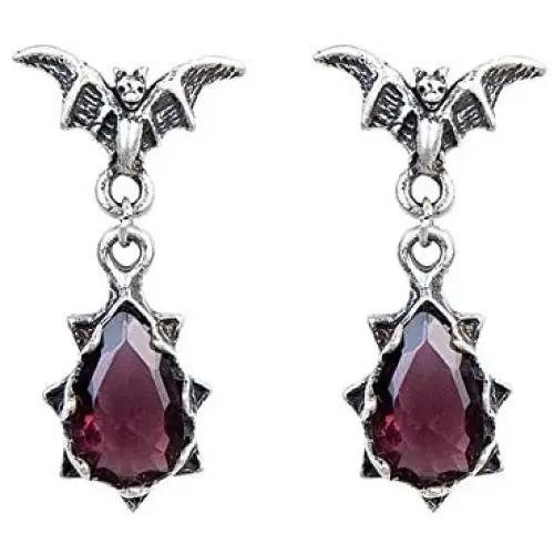 Paialco Bat and Teardrop Drop Dangle Earrings 925 Sterling Siver Vintage Gothic and Punk Earbob